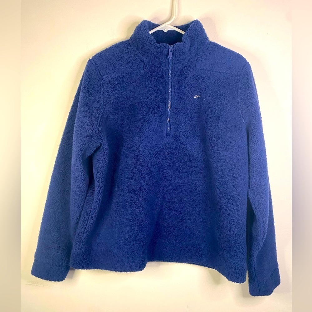 Vineyard Vines Womens Blue Quarter Zip Cozy Fleece Pullover Sweatshirt Large